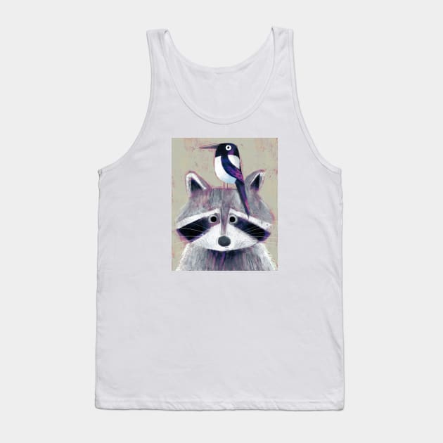 Raccoon and Magpie Tank Top by Gareth Lucas